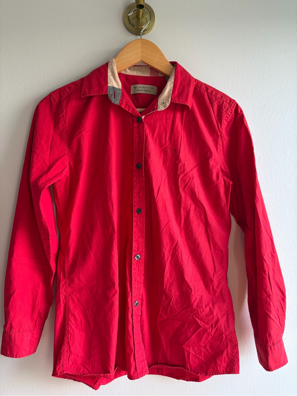 Burberry Bright Red Lightweight Button-Front Shirt Jacket